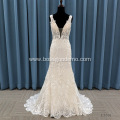 Crystal design gorgeous lace mermaid wedding dress bridal